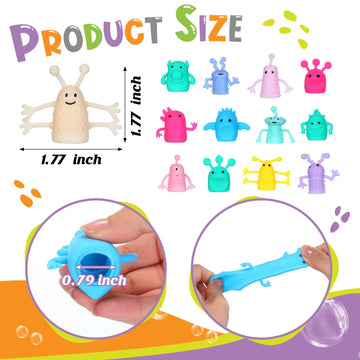 Motionchic 80 Pcs Finger Puppets Toys Cute Monster Puppet Soft Rubber Finger Toys Of Monster Little Devil Pattern Finger Doll To