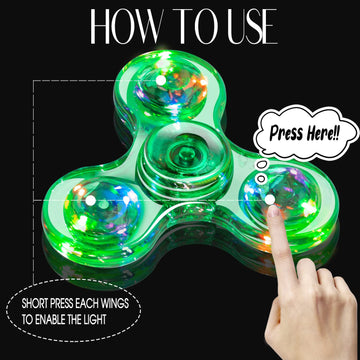 FIGROL LED Light Spinner, Light Fidget Finger Toy Hand Spinner -Stress Reduction and Anxiety Relief Hand Spinner for Children