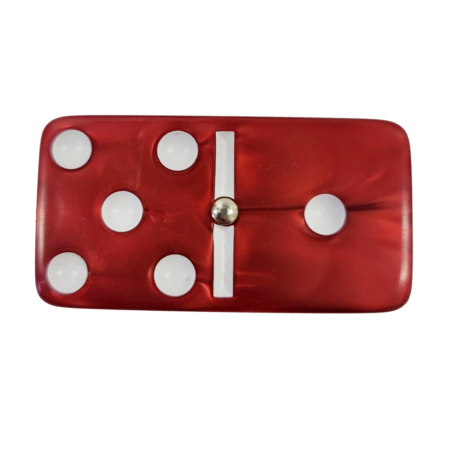 Domino Double 6 Red Marbleized Jumbo Tournament Professional Size W/Spinners In Elegant Black Velvet Case.