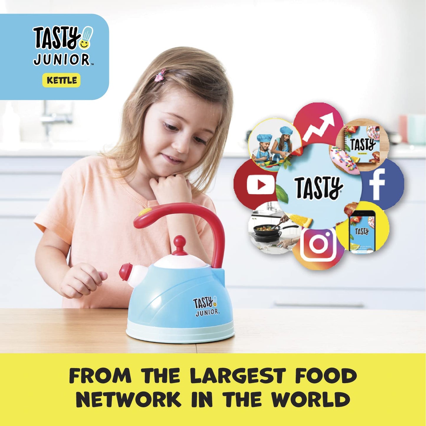 Red Toolbox Tasty Junior Kettle Set With Realistic Lights & Sounds For Imaginative Tea Time Fun