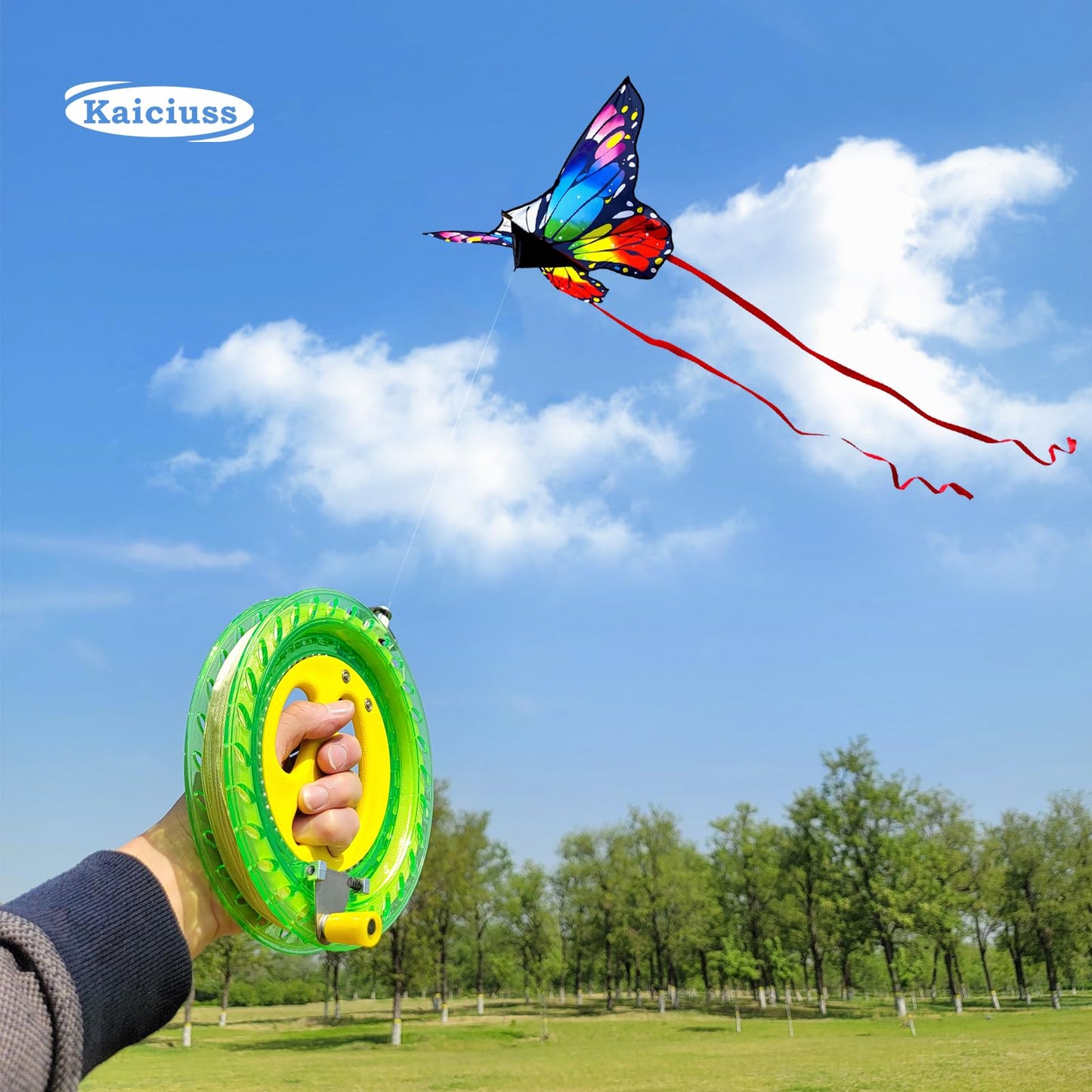Kaiciuss 7.2 Inch Kite Reel Winder With Line, Kite String Reel For Kids & Adults, Easy To Use Kite String And Spool, It Comes With Durable Kite Thread And Connector (Green)