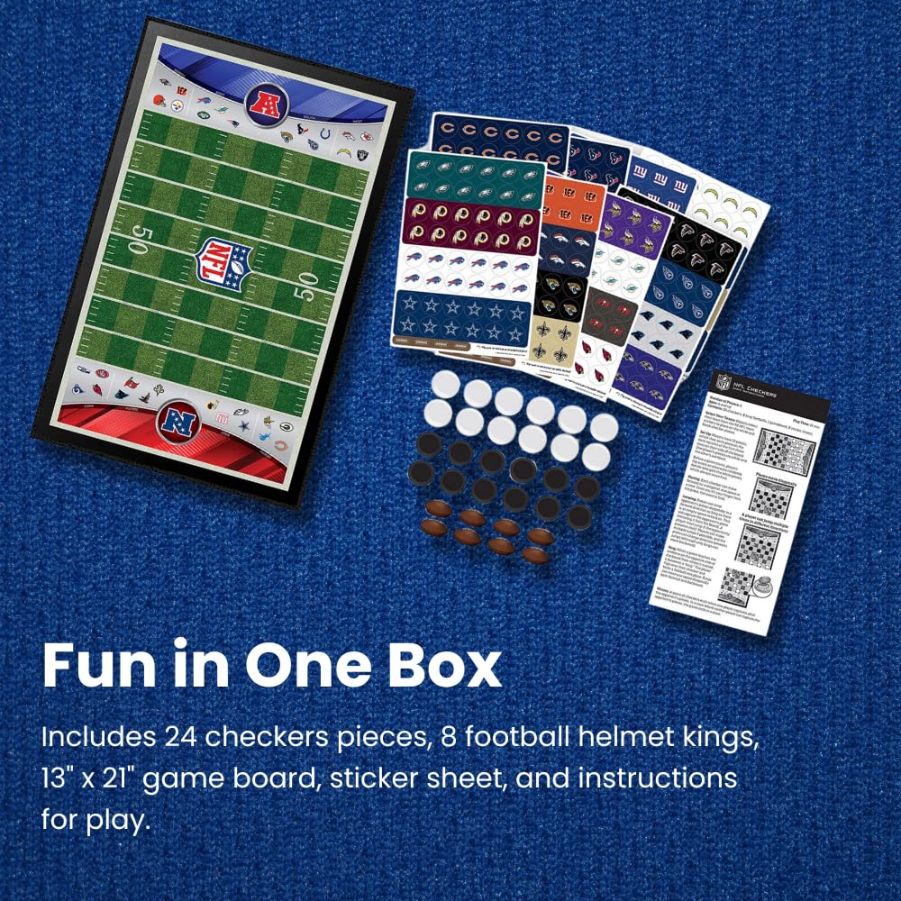 Masterpieces - Nfl Checkers, Officially Licensed Carolina Panthers Football Board Game For 2 Players, Family Fun For Kids & Adul