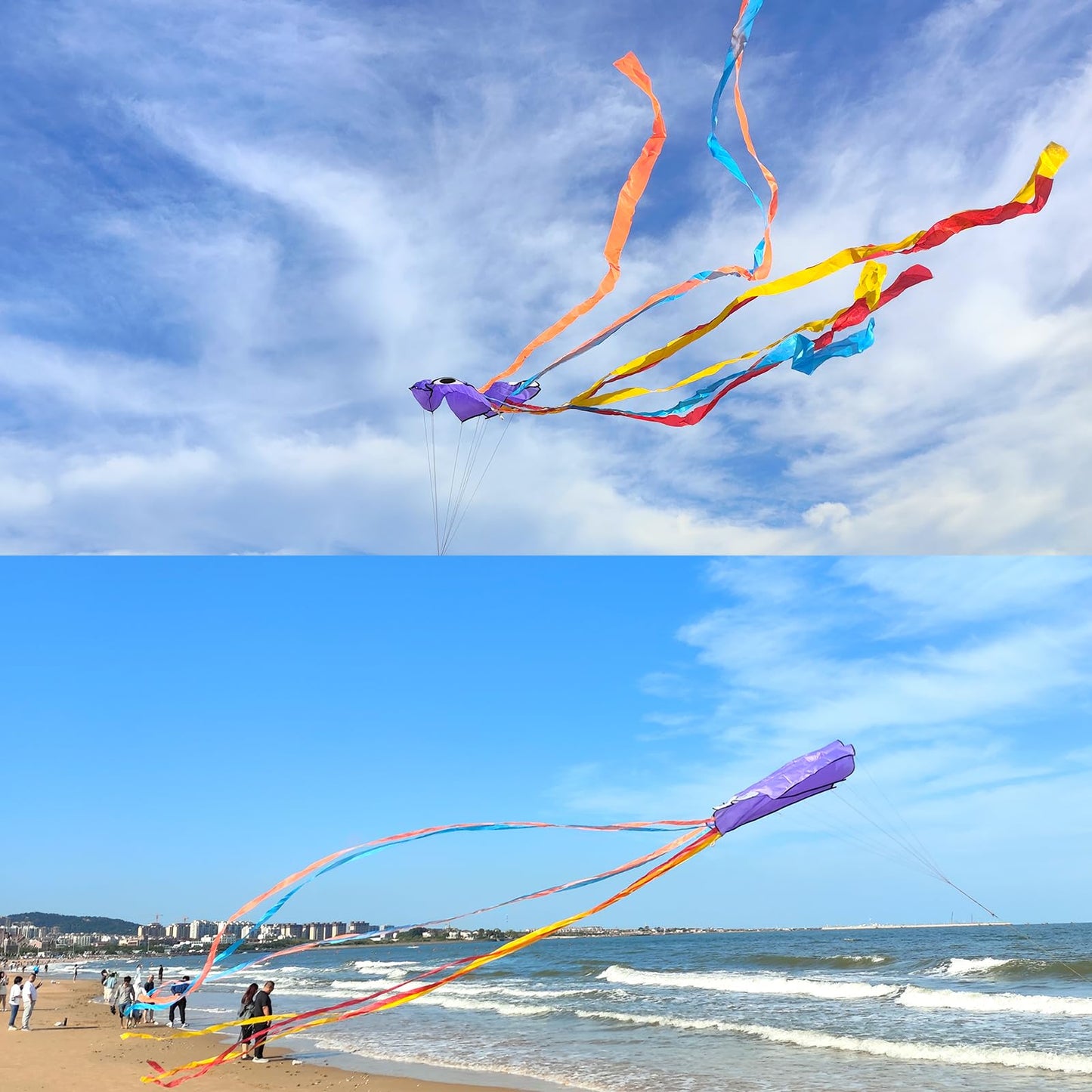 Simxkai Octopus Kite for Kids & Adults, Easy to Fly for Beginner Boys & Girls, 28*158 Large Soft 3D Beach(Purple)