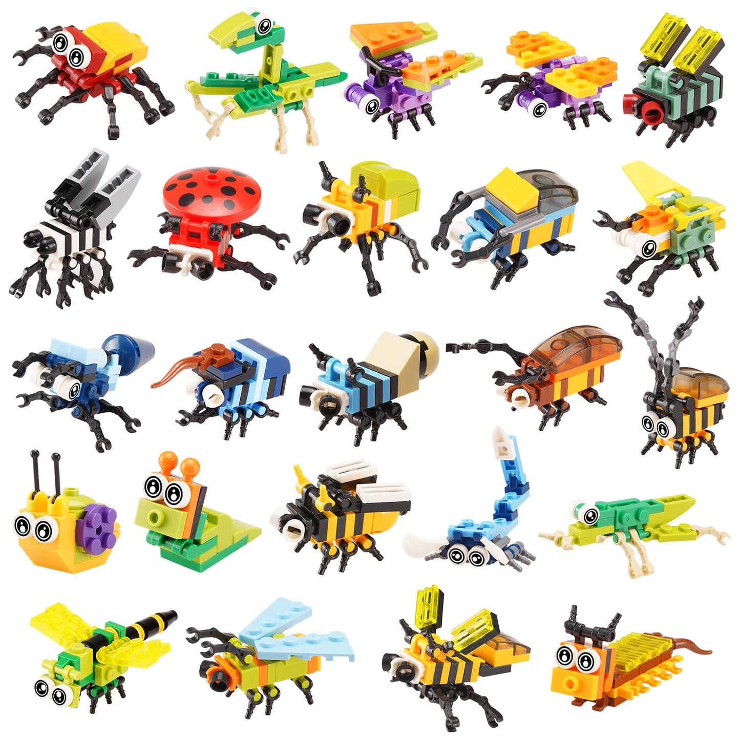 Misini M6002 Animal Insect Advent Calendar 2024 Mini Building Block Set, 912/Pcs Moc Creative Toy Model, A Total Of 24 Insect Building Kits, Gifts For, Kids, Boys And Girls