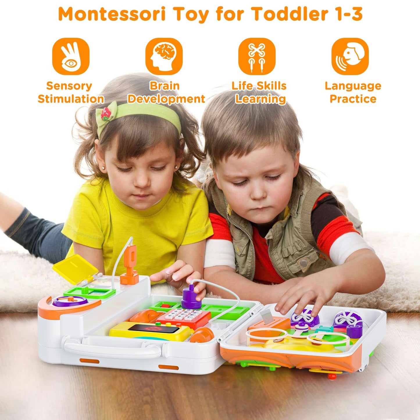 Montessori Busy Board for 1 Year Old Boy Toy, Birthday Gifts for 12-18 Month Old Boy Girl, Learning Toys for Toddlers 1-3, Toddl