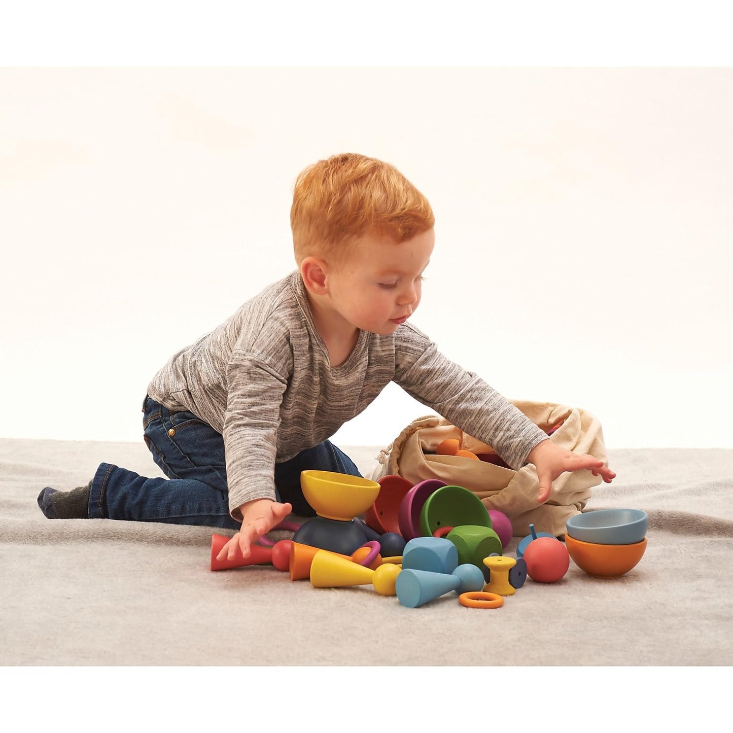 Tickit Rainbow Wooden Super Set - Set Of 84 - 12 Different Shapes In 7 Colors - Loose Parts Play Set For Babies And Toddlers 10M