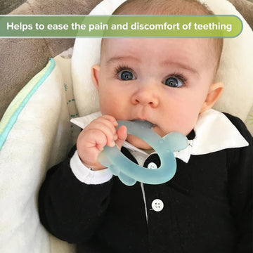 Haakaa Silicone Baby Teether - Rabbit Ear Frozen Teething Toy For Babies 3-6 Months- Cold Teething Relief - Bpa Free Silicone-Pi
