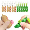 12Pcs Squeeze Bean Keychain Fidget Toys For Skin Picking, Pea Pod Sensory Fidget Toys,Peanut Poppers Fidget Toy,Stress Relief To