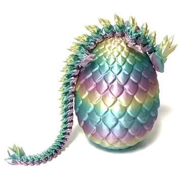 3D Printed Dragon Eggs with Dragon Inside - Fun Fidget Figurine Toys Easter Basket Stuffers Surprise Mystery Crystal Printing Dragon Egg mature-themed Home Office Desk Decor Toy Gifts (Rainbow Colors)