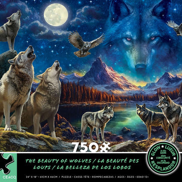 Ceaco - Glow In The Dark - The Beauty Of Wolves - 750 Piece Jigsaw Puzzle