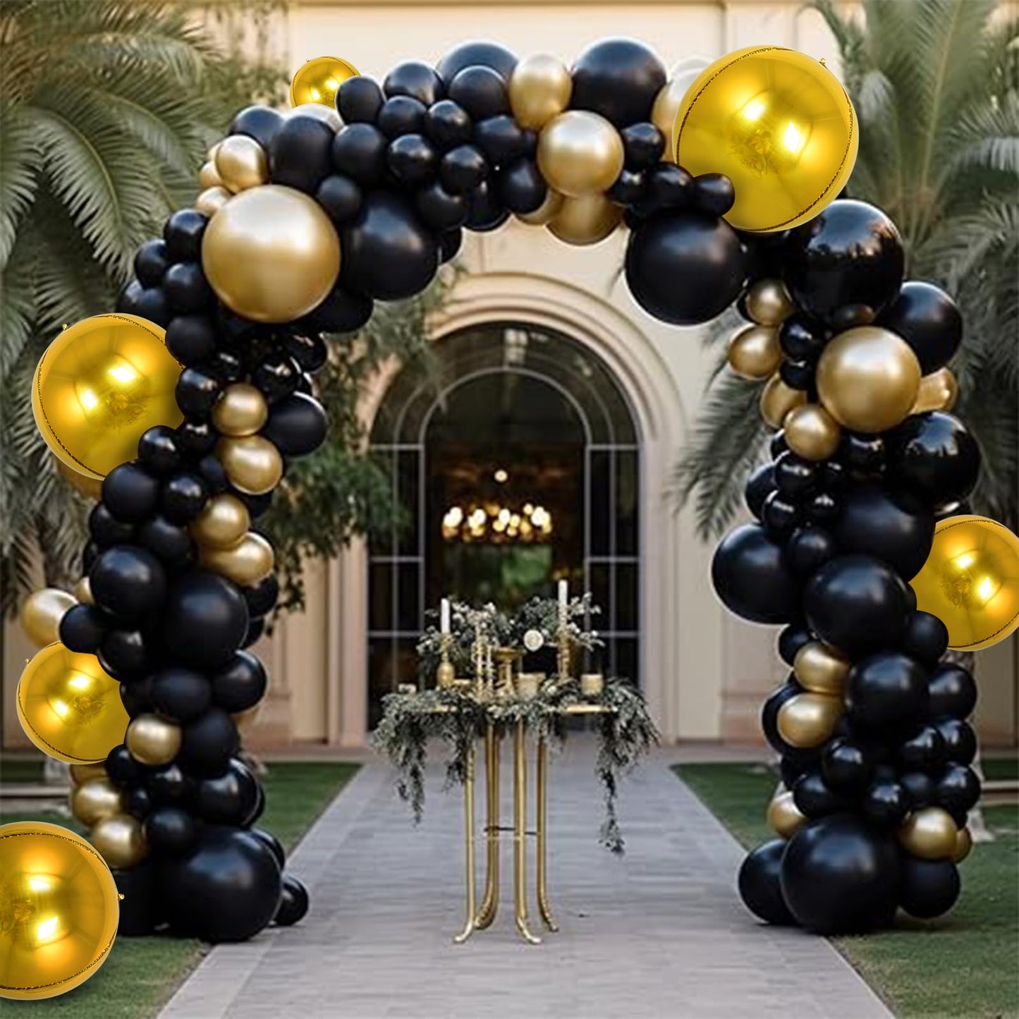 TONIFUL 16Pcs Large Gold 4D Giant Round Foil Balloon 4D Mirror Metallic Mylar Sephere Balloons for Christmas New Year Birthday P