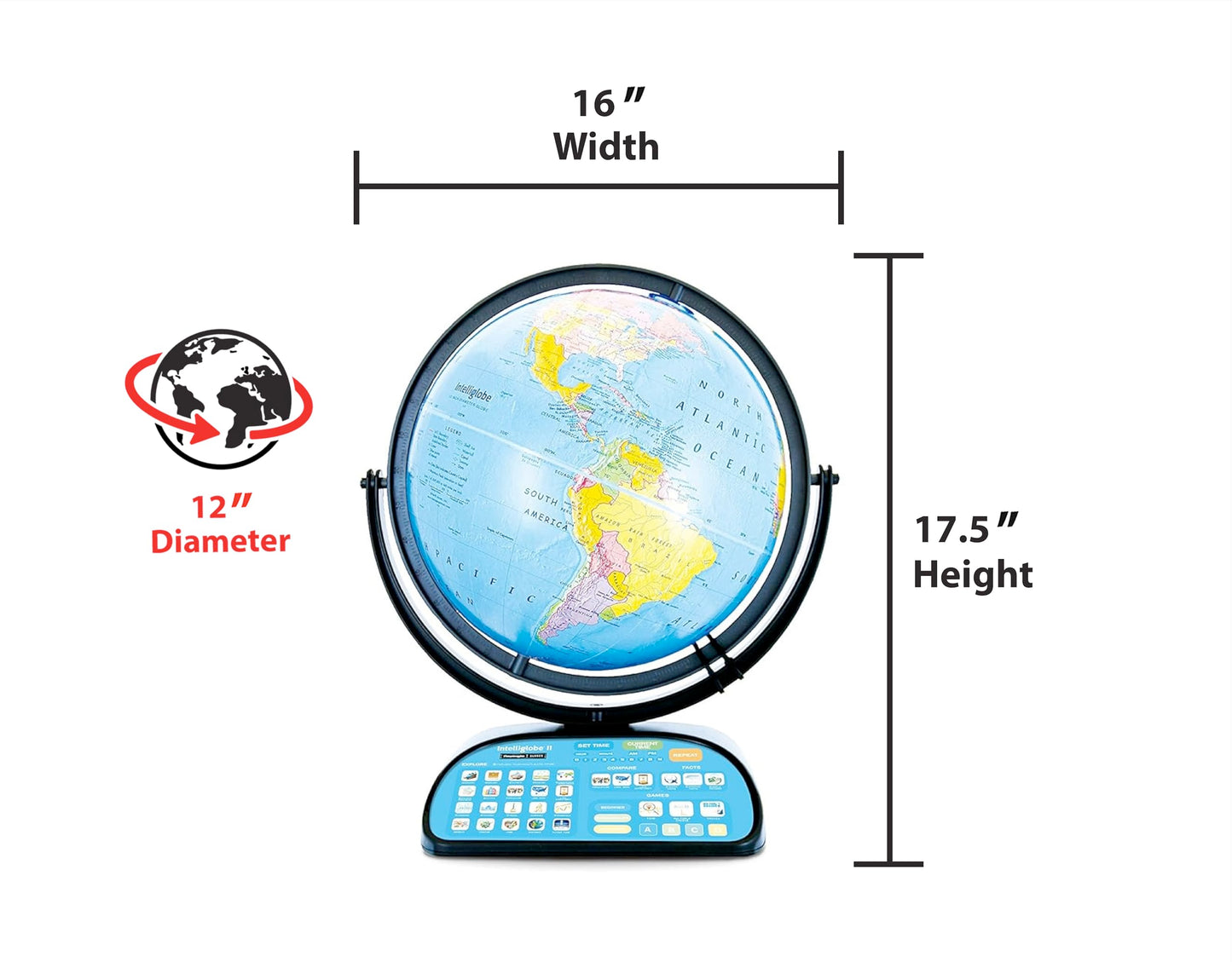 Replogle Globe For Children Interactive 12 Inch Talking World Globe With Stand,Learning Educational Toy4Kids For Classroom Kids Ages 4-8 & Decor