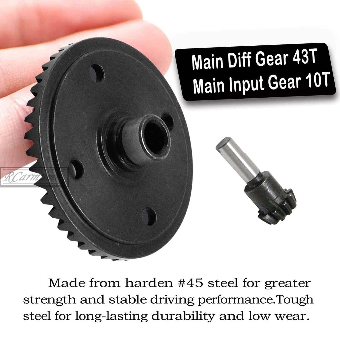 Rcarmumb Main Diff Gear 43T & Main Input Gear 10T Upgrades Part for ARRMA 1/8 Kraton/Notorious/Outcast/Talion 6S BLX,1/7 Firetea