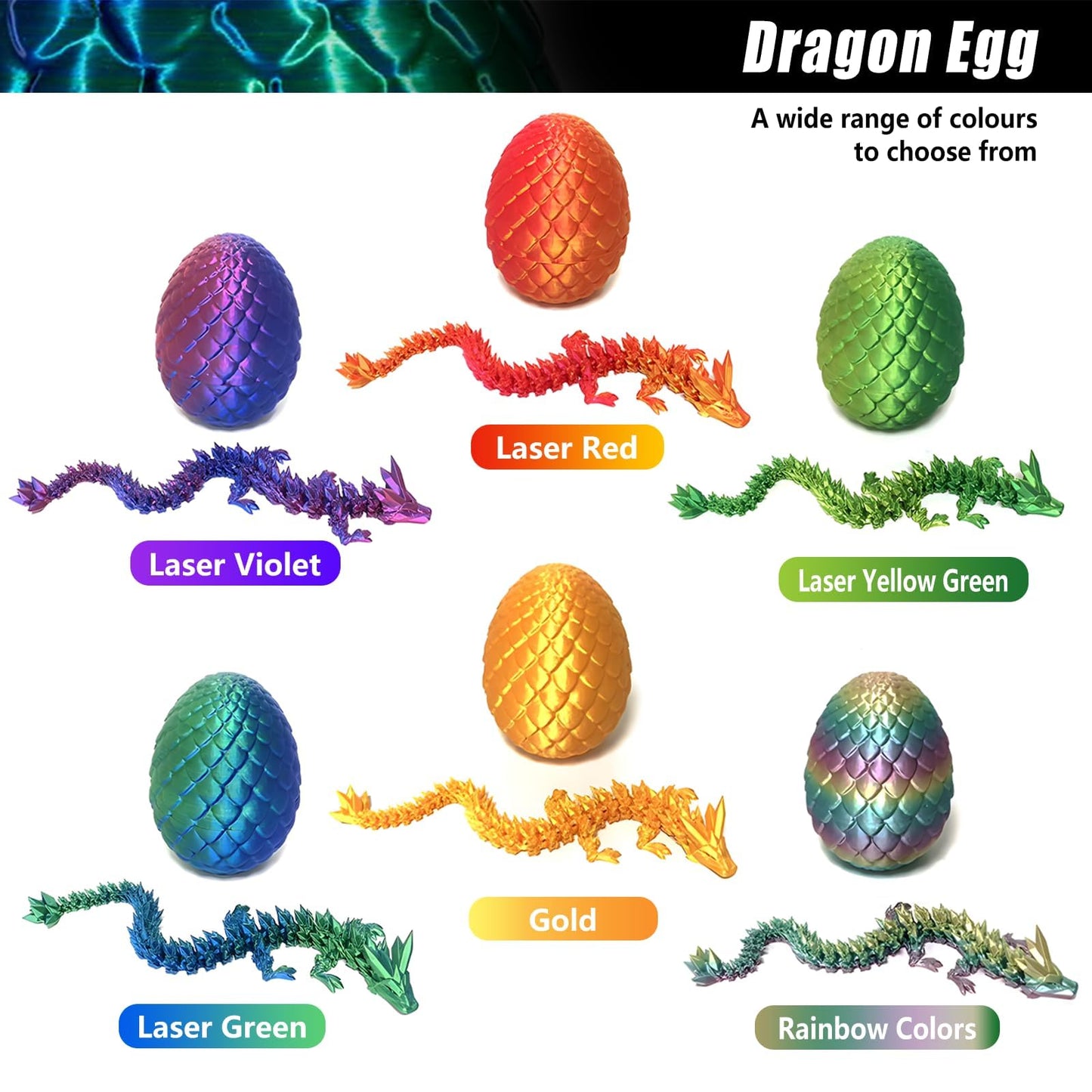 Generic 3D Printed Dragon Egg With Dragon Inside Easter Egg Full Articulated Dragon Crystal Dragon Fidget Toy Colorful Gift For
