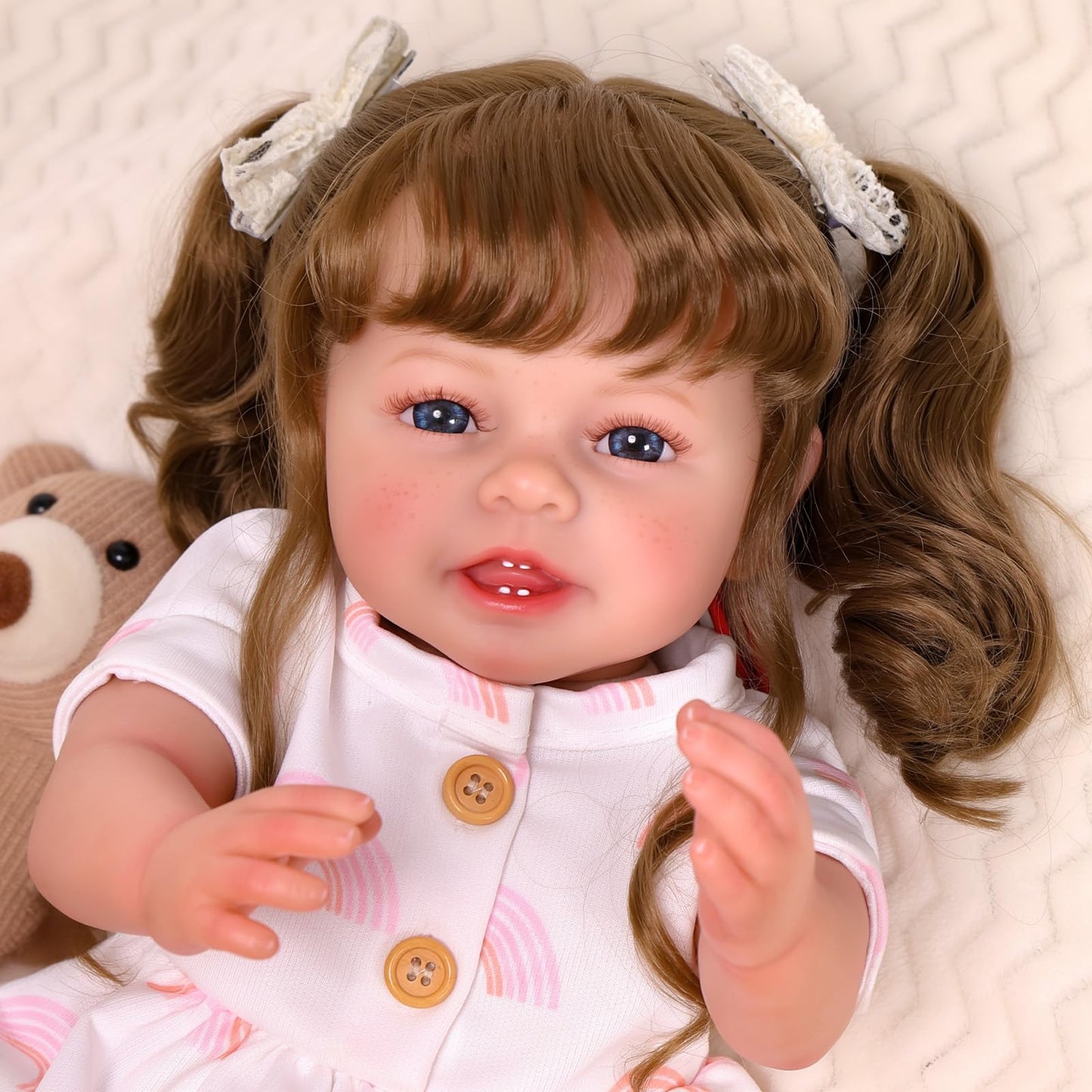 Babeside Lifelike Reborn Baby Dolls With Freckles, 20 Inch Realistic Newborn Real Life Toddler Doll Girl Soft Vinyl And Cloth Bo