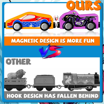 Toddler Boy Toys: 11 Magnetic Train Car Set, Spider Toys For Boys 2 3 4 Wooden Toys For Toddlers Montessori Toys Superhero Toys