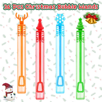 SULOLI 36 Pack Christmas Bubble Wands, Xmas Mini Bubble Wands Party Favors Christmas Goodie Bag Stuffers Christmas Toys Gift for
