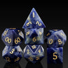 Blue-vein Stone D&D Dice Set DNDND 7 PCS Natural Gemstone DND Dice with Grogeous Gift Case for Dungeons and Dragon Tabletop Game