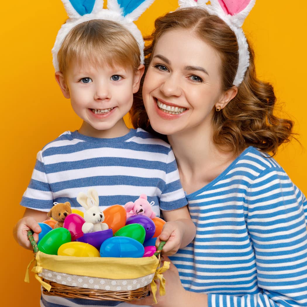 Newbea 12 Pack Prefilled Easter Eggs With Stuffed Animals,3.15'' Plastic Easter Eggs Filled With Toys,Perfect For Easter Eggs Hu