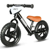 KRIDDO Toddler Balance Bike, 12" Push Bicycle, Custom Plate, Black, Model KB002, Gift for 2-5 Years Old Boys & Girls