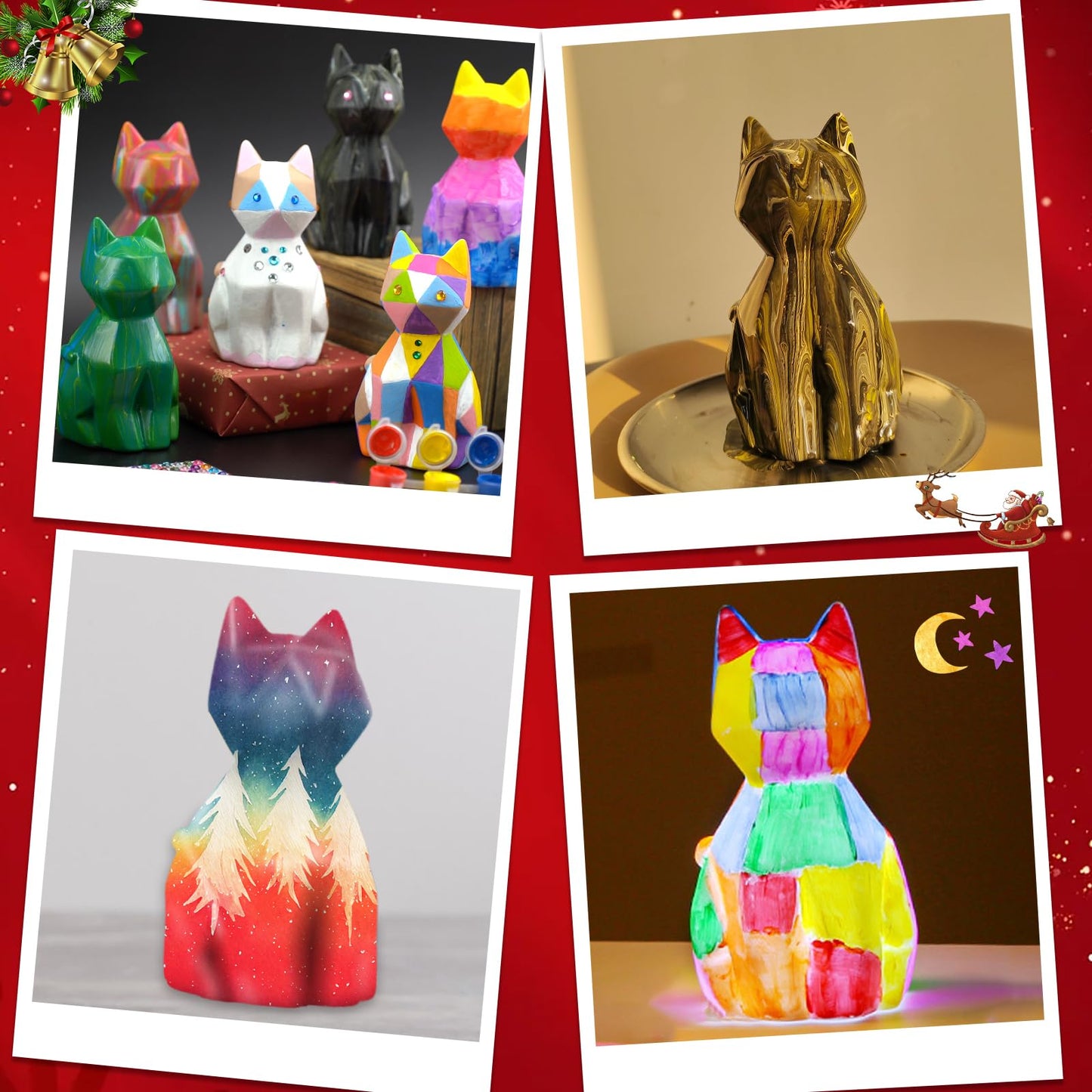 Hapmars Paint Your Own Cat Lamp Kit 2Pcs, Diy Geometric Cat Art Craft Painting Kits For Girls Boys Kid Age 4 5 6 7 8 9 10 11 12+