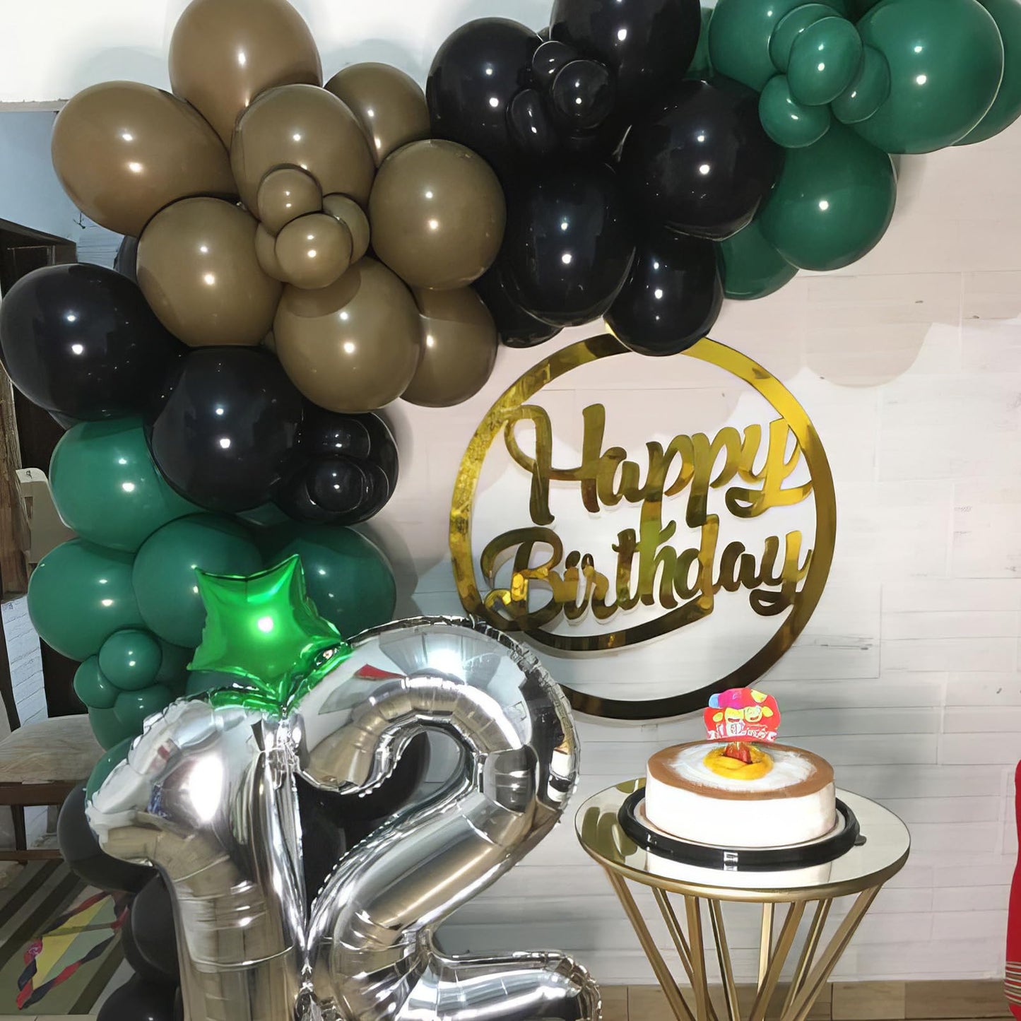 Green And Brown Balloons, Dark Emerald Green Balloon Camouflage Green Black Brown Balloons, Metallic Green Gold Balloons For Cam