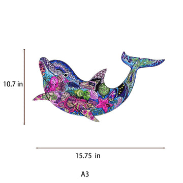 Wentufin - 200 Pieces Wooden Jigsaw Puzzles For Adults Large Size Wood Cut Puzzles Dolphins Wooden Jigsaw Puzzles Gift For Chris