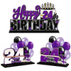 Lingteer Happy 24Th Birthday Purple Acrylic Table Topper Centerpieces Set - Cheers To 24 Years Old Birthday 24Th Bday Party Gift Decorations.