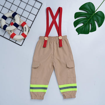 Toddler Firefighter Costume Boy: Baby Fireman Costume For Kids Halloween Costumes Cosplay Firefighter Outfit Pants Suspenders First 1St Birthday Cake Smash Fire Truck Photoshoot Khaki 18-24 Months