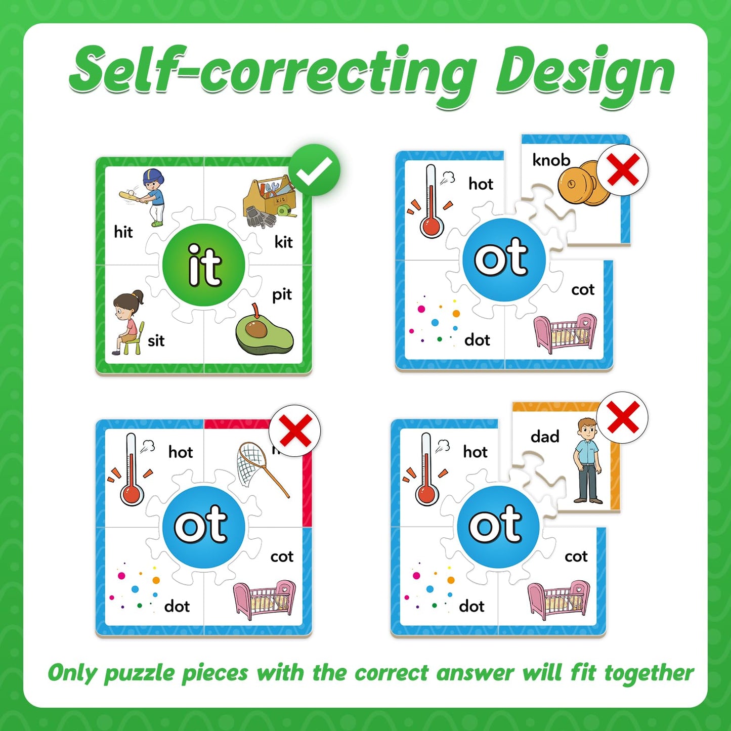 Torlam Phonics Puzzles Rhyming Games Phonics Games Flash Cards For Kids Toddler, Learn To Read Spelling Reading Sight Words, Short A E I O U Blends Site Words For Preschool Kindergarten Homeschool