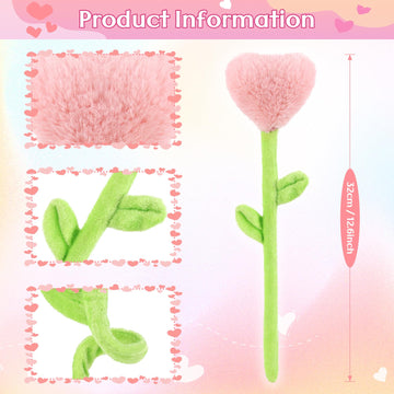 10 Pcs Plush Heart Floral Stuffed Bendable Stems Plush Bouquet Toy Soft Rose Flower 12.6 Inch For Christmas Classroom 2025 Mothe