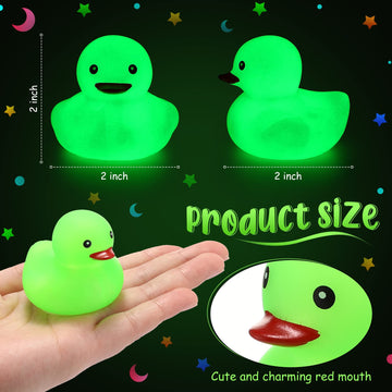 Tradder 50 Pcs 2 Inch Glow In The Dark Rubber Ducks Bulk Light Up St. Patrick'S Day Rubber Float Ducks For Bath Bathtub Baby Sho