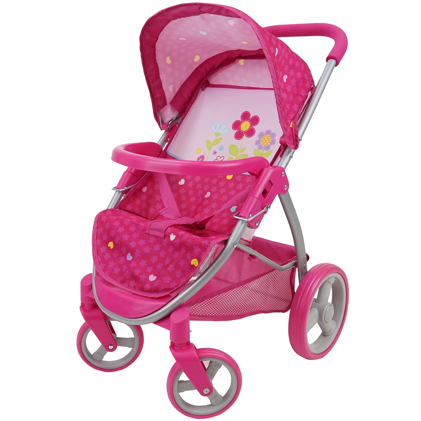 509 Crew 509: Garden Twin Doll Stroller - Kids Pretend Play, Front Swivel Wheels, Perfect Stroller For Twin Or Siblings Dolls, Ages 3+