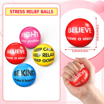 Liliful 48 Pieces Motivational Stress Balls Bulk for mature-themeds Kids Fidget Toys Inspirational Squeeze Balls Christmas Employee Appreciation Gift mature-themed Goodie Bag Stuffer 2.2 Inch(Bright Colors)