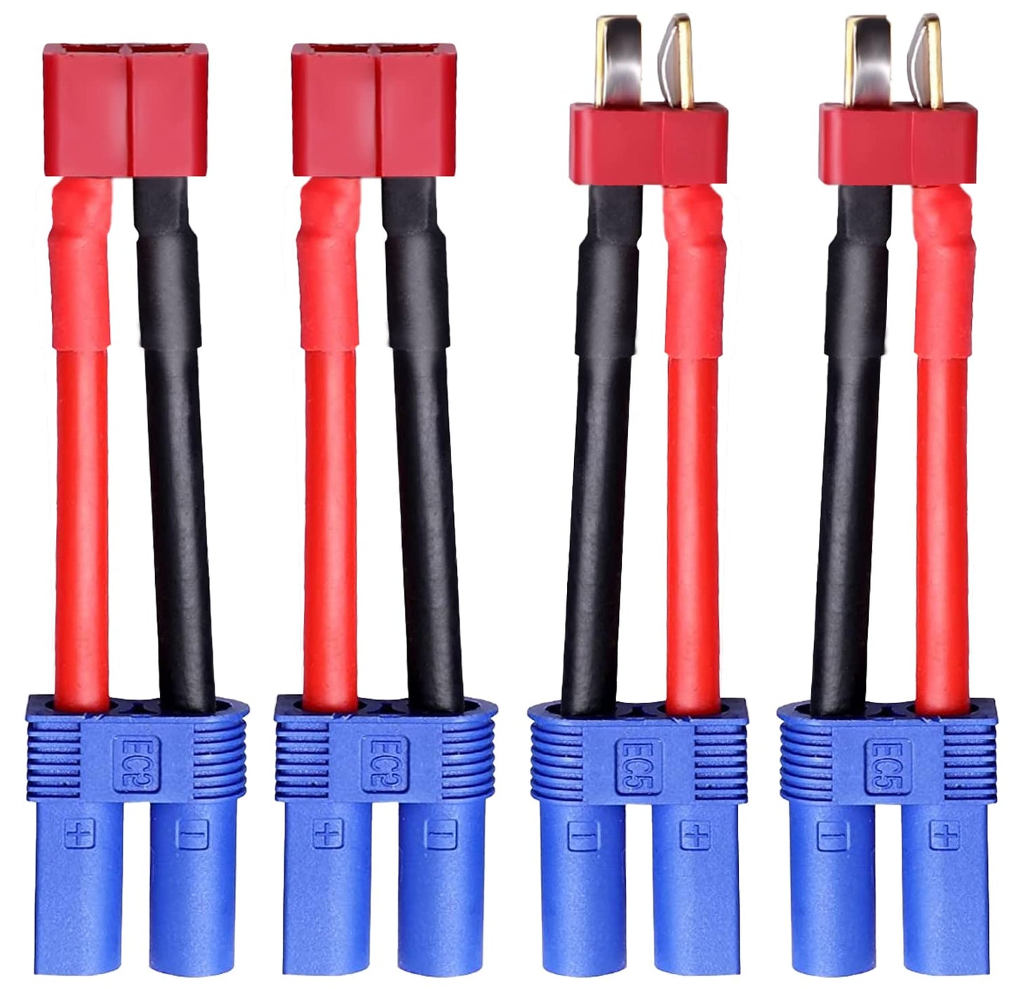 Youme 4Pcs Ec5 To Deans T Male Female Plug Connector Adapter Conversion Cable Wire For Rc Lipo Battery Balance Charger Rc Car Tr
