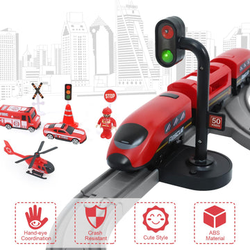 Wdmiya Train Set for Toddlers, 73 Pcs Train Toys for Kids Ages 3-8, Electric Trains Sets with Tracks (Magnetic Connection), Chri