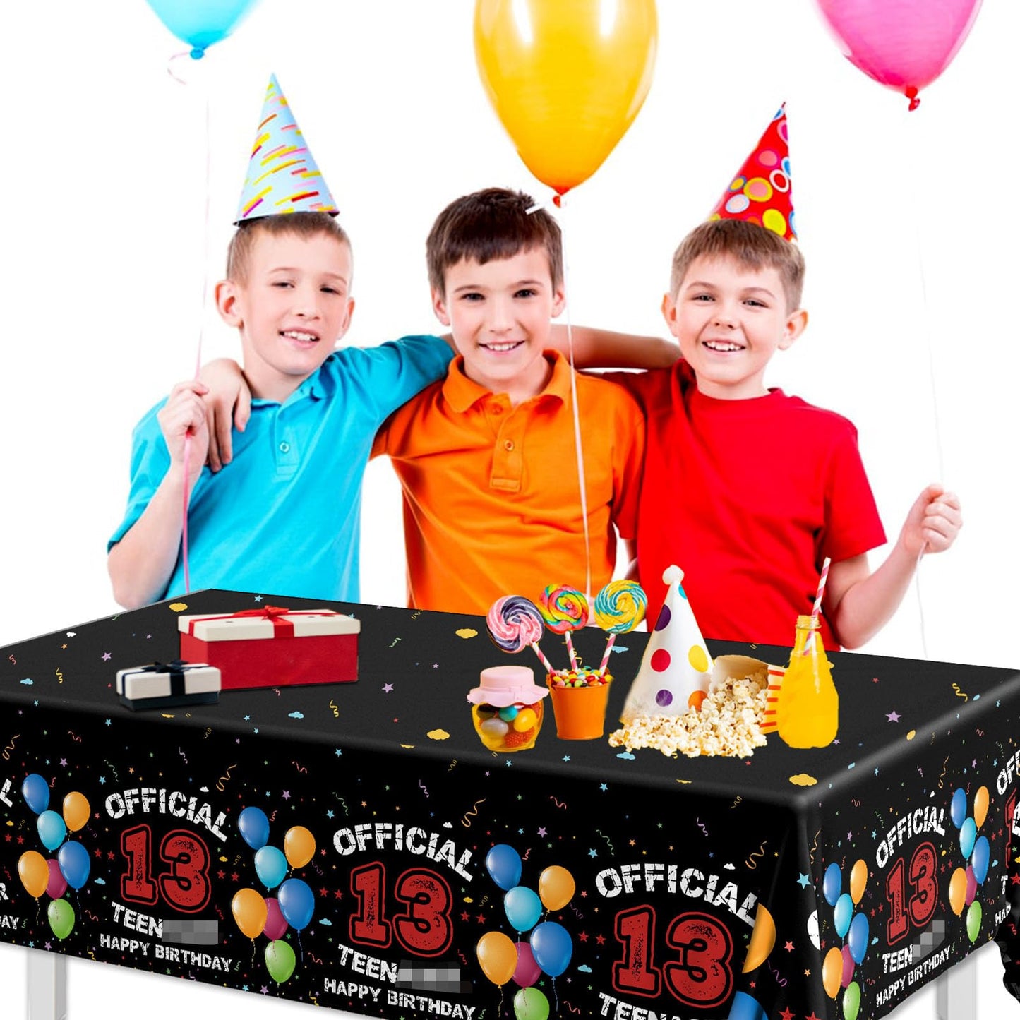 Dydamud 13Th Party Tablecloth,13 Year Old Boy Birthday Decorations 3Pcs Red Black Confetti Table Cover For Boys Birthday Party,