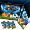 3Pcs Sports Themed Tablecloths-Sports Birthday Party Supplies Basketball Football Baseball Soccer Plastic Table Covers All Star