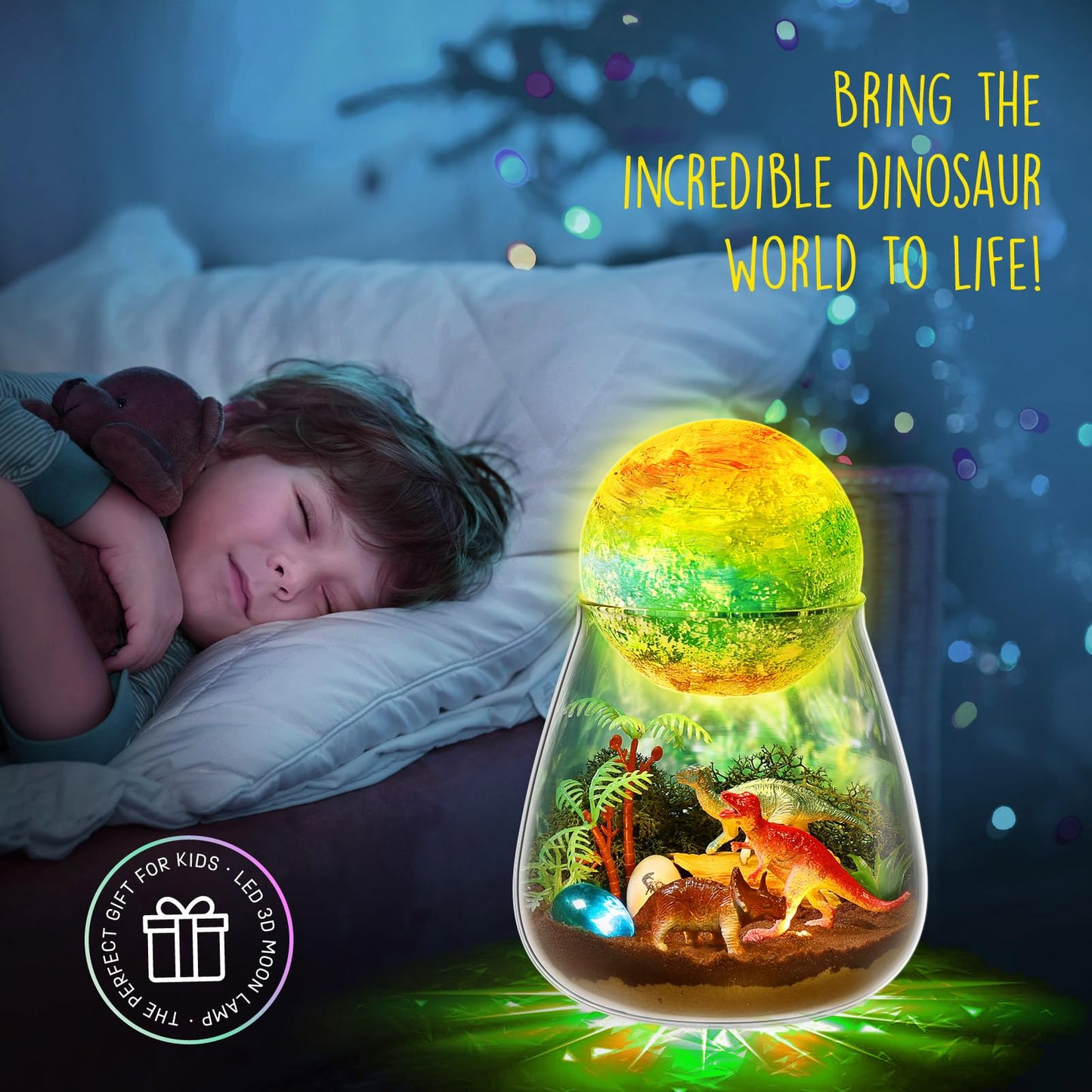 Laoese Dinosaur Terrarium Kit For Kids - Dino Kid Crafts With Diy Moon Lamp Kit - Birthday Gift For Boys Ages 4 5 6 7 8-12 Year