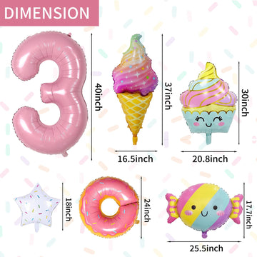 Donut 3Rd Birthday Decorations,Sweet 3Rd Birthday Party Decorations For 3Rd Birthday Donuts Foil Balloons Sweet 3Rd Donut Birthday Party Decorations Party Supplies Backdrops For Girls