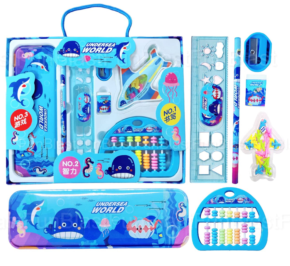 FunBlast Kawaii Stationery Set For Kids Stationery Return Gifts For Kids,Student Stationery Set Pencil Box,Ruler,Eraser,Sharpe