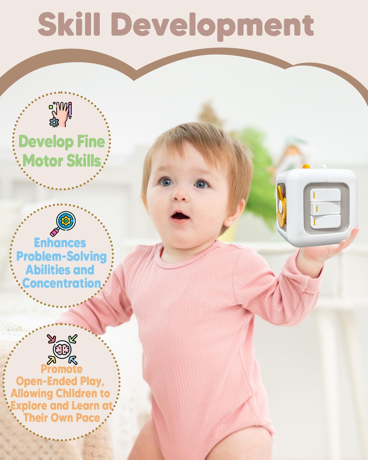 Zartores Montessori Toys For 1 Year Old, Busy Cube Toys For 1 Year Old Boy, 1 Year Old Boy Birthday Gifts, Travel Airplane Senso