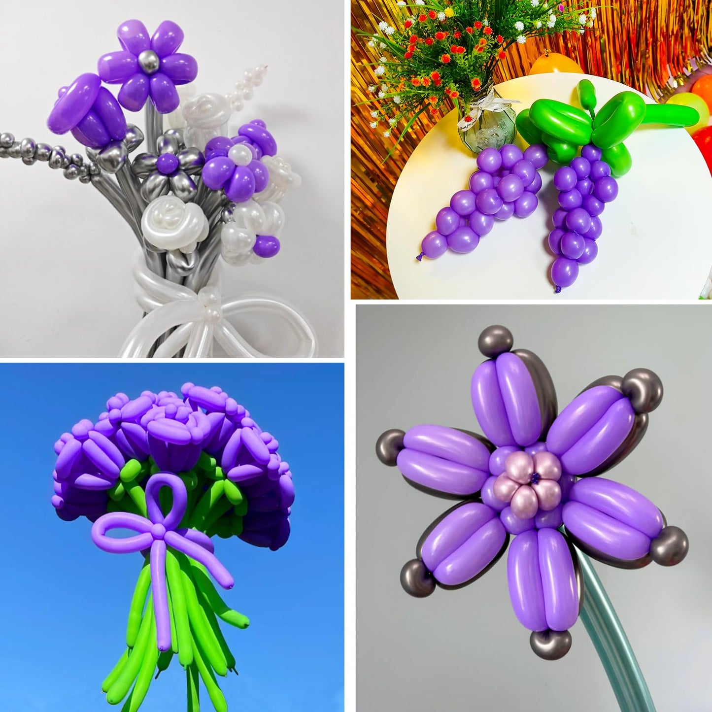 Hykjnbw Purple Long Balloons For Balloon Animals, 260 Balloons Art Kit For Twisting, Skinny Modeling Balloons Supplies For Birth