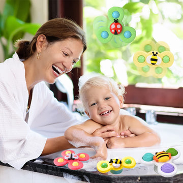 Suction Cup Spinner Toy For Baby - Suction Cup Fidget Spinner Toys Bath Toys Window Spinning Top Baby Toys 12-18 Months Christmas Birthday Gifts For 1 2 3 Boys Girls Sensory Toys For Toddlers 1-3