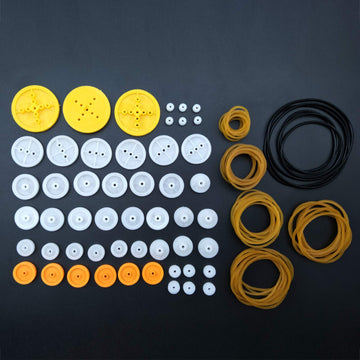 EUDAX 2mm Hole Plastic Belt Pulley Gears Combination Modulus Package Rubber Belts Band Plastic Model Accessories for DIY Robots