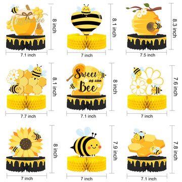 Nicrolandee 9-Piece Bumble Honeycomb Centerpieces - Table Decorations for Birthday Party, Baby Shower, Gender Reveal Party Suppl