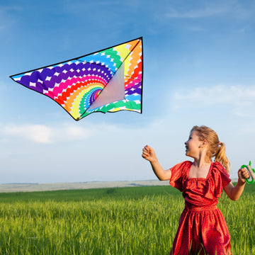 Honbo Lollipop Kite For Adults And Kids,Easy Flyer Large Kite With 2X11.5Ft Detachable Tails, The Easiest Single Line Beach Kite