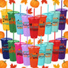 SiliFine 24 Pcs 24 oz Thanksgiving Day Cups Bulk Reusable Plastic Drinking Tumblers with Lid and Straw Cute Treat Snack Cups Fun