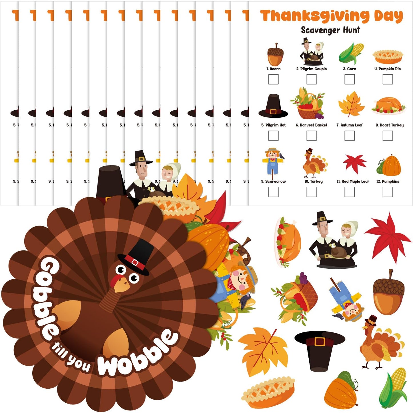 Vertintong Thanksgiving Games Essentials Scavenger Hunt Game Party Favors Supplies Including Felt Turkey Bag 15 Scavenger Hunt C