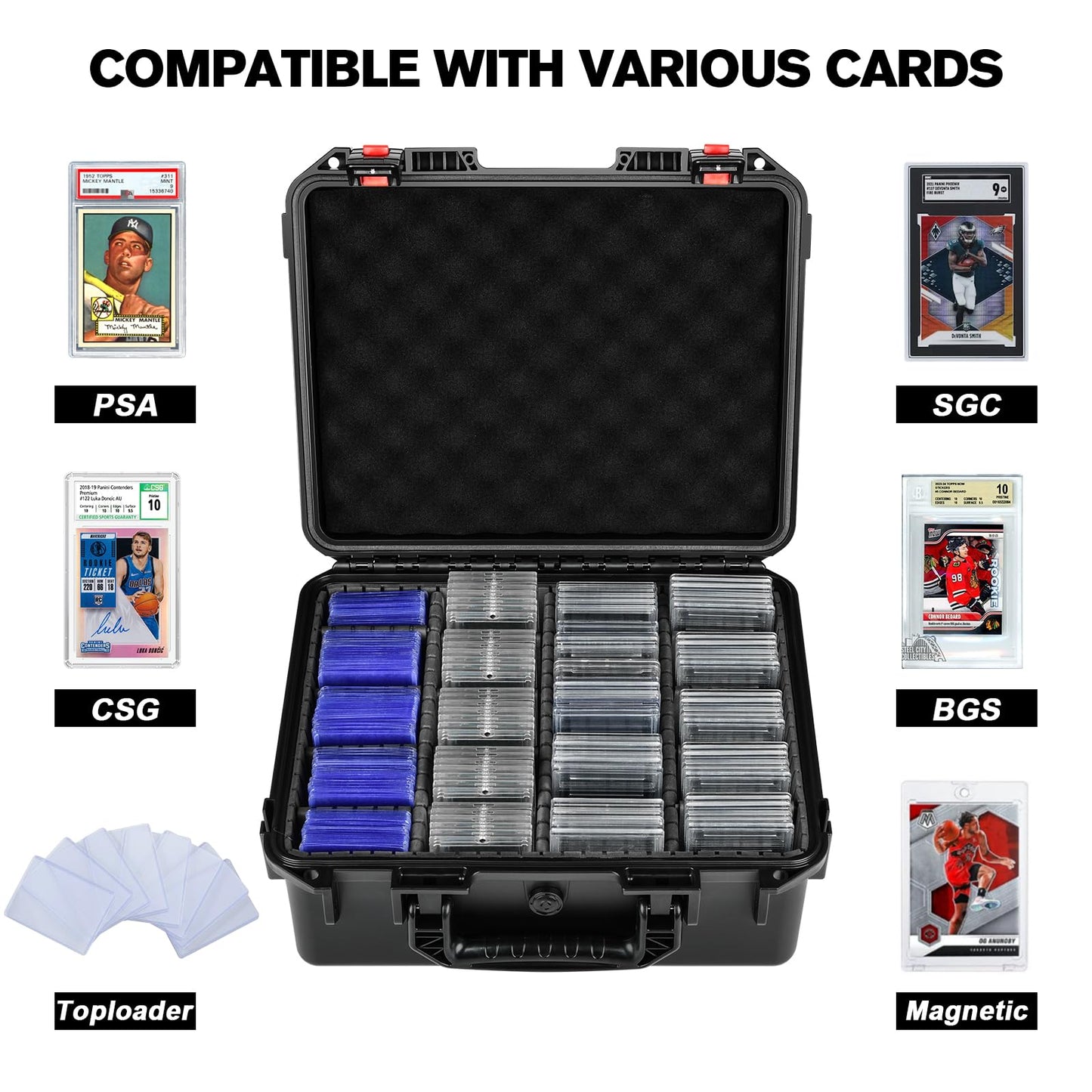 Card Storage Box For Graded Sports Cards - Extra Large Baseball Card Storage Box With 16 Dividers For Psa Bgs Sgc | Waterproof T